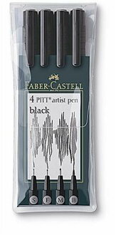 【FABER-CASTELL】輝柏 167100 PITT 藝術筆 - 黑色 (S.F.M.B 4入)