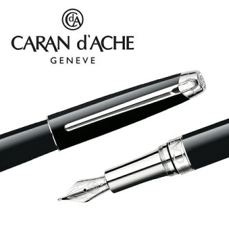 CARAN d'ACHE 瑞士卡達 LEMAN 利曼亮黑漆鋼筆(銀夾)-M / 支