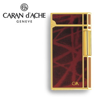 CARAN d'ACHE 瑞士卡達 CdA 打火機. 鍍金中國漆(朱紅)