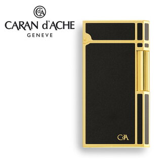 CARAN d'ACHE 瑞士卡達 CdA 打火機. 鍍金中國漆(黑)