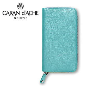 CARAN d'ACHE 瑞士卡達 LEMAN 利曼系列 小牛皮仕女皮夾. 天藍