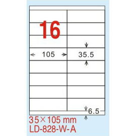【龍德】 LD-828(直角-五色) 雷射、噴墨、影印三用電腦標籤 35x105mm 105大張/包