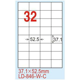 【龍德】LD-846(直角-白色) 雷射、噴墨、影印三用電腦標籤 37.1x52.5mm 20大張/包