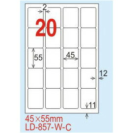 【龍德】LD-857(圓角) 平光防水高解析噴墨標籤 45x55mm 20大張/包