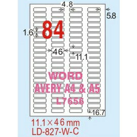 【龍德】LD-827(圓角) 雷射、影印專用標籤-螢光五色 11.1x46mm 20大張/包
