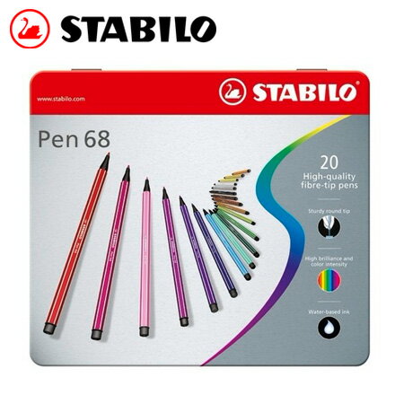 STABILO 德國天鵝 Pen 68 系列彩色筆(6820-6) 20色 / 盒