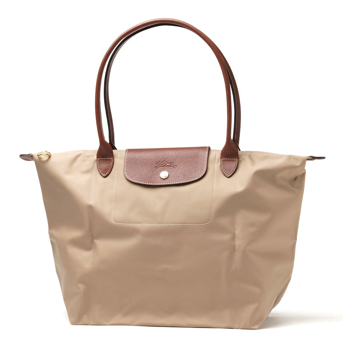 [長柄M號]國外Outlet代購正品 法國巴黎 Longchamp [1899-M號] 長柄 購物袋防水尼龍手提肩背水餃包 卡其色