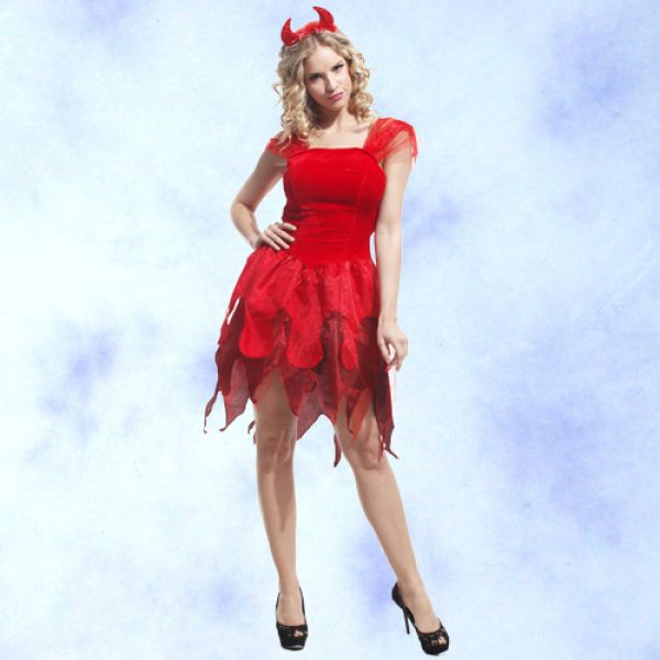GTH-1284 紅牛角女化裝舞會表演造型派對服
