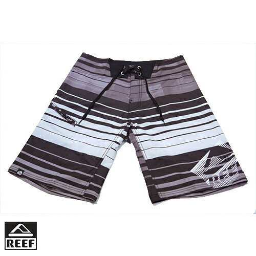 【5折優惠↘】REEF 基本款黑白灰條紋型男海灘衝浪褲.黑條紋