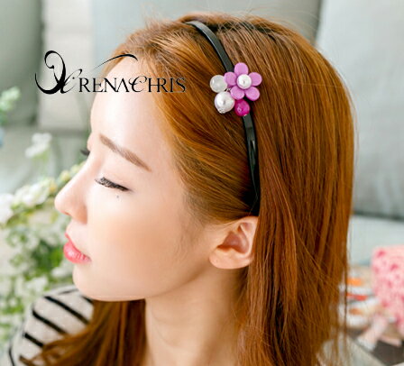 BHI1091-法國品牌RenaChris 可愛珍珠小花髮圈 髮箍【韓國製】