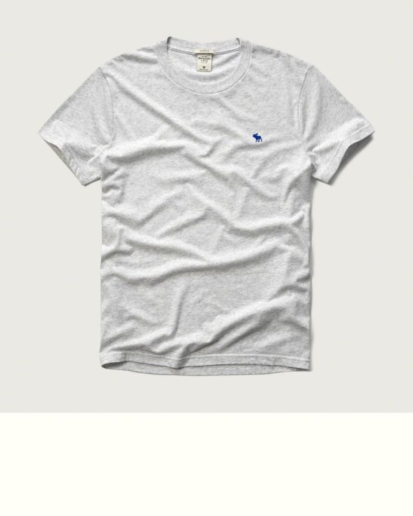 A&F 男 T-Shirt 短袖 上衣 素T T恤(淺灰)