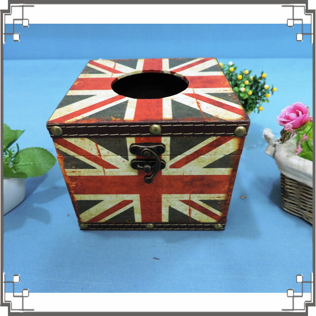 木製帆布方形面紙盒《PC11》英國國旗木製紙巾盒 復古風 餐廳 民宿 居家布置◤彩虹森林◥