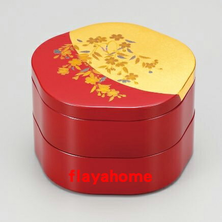 《富樂雅居》日本製 櫻花二段重 金箔花型 兩段式 漆器 果盒 便當盒