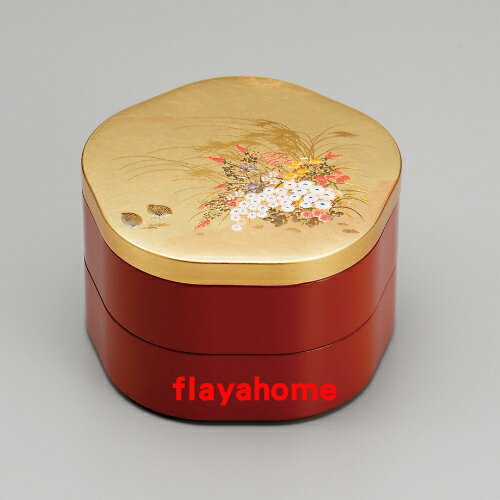《富樂雅居》日本製 MIYABI 雅 二段重 金箔花型 兩段式 漆器 果盒 便當盒