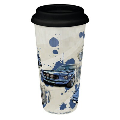 《富樂雅居》To-Go隨手杯系列~德國Konitz馬克杯-汽車傳奇(藍) 特大外帶杯(附蓋)