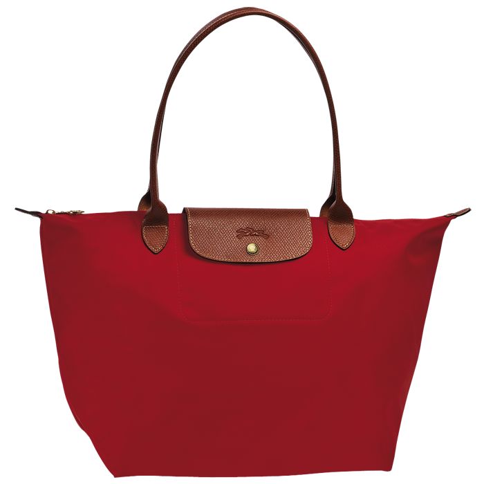 [長柄M號]國外Outlet代購正品 法國巴黎 Longchamp [1899-M號] 長柄 購物袋防水尼龍手提肩背水餃包 紅色