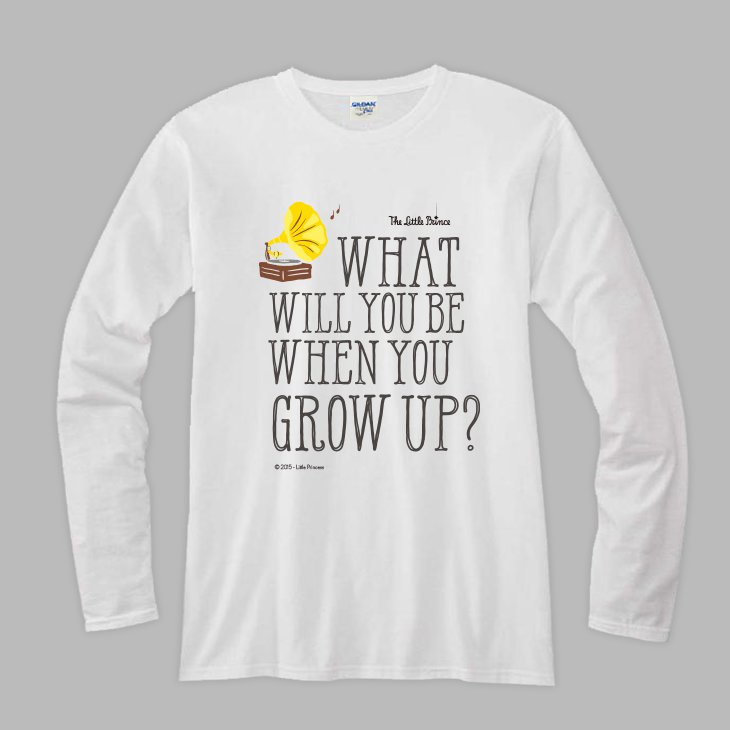 小王子電影版授權 - T恤：【 你想成為怎樣的大人 】長袖修身 T-shirt ( 白 / 黑 )