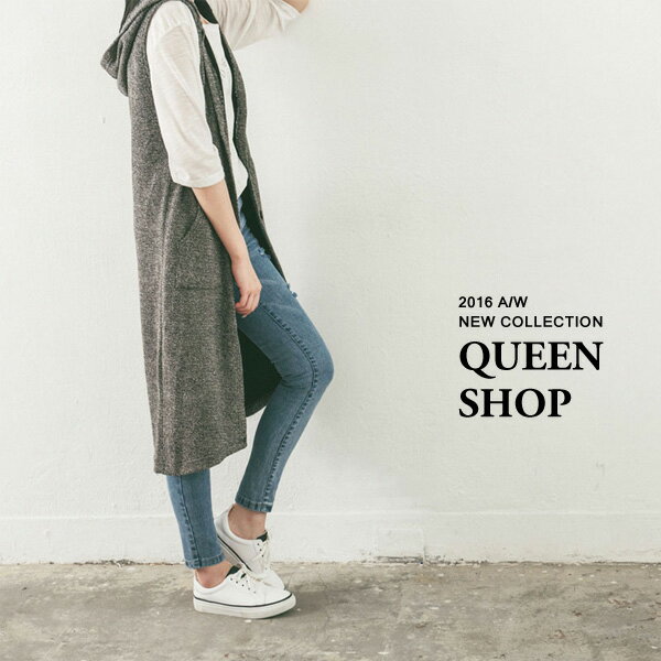 Ｑｕｅｅｎ Ｓｈｏｐ【01093945】花紗連帽開襟長版背心外套＊現貨+預購＊