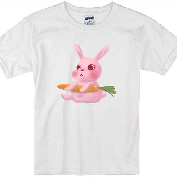 設計師系列 - T恤：【 兔子 】兒童短袖 T-shirt ( 白/麻灰 )陳小安