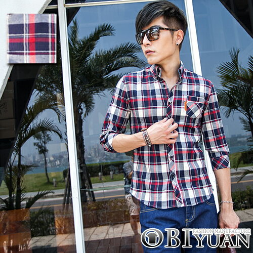 短袖襯衫【BK331】OBI YUAN韓國布料訂製皮標口袋專櫃七分袖襯衫