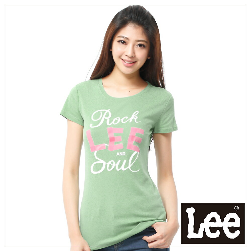【 390元優惠↘ 】Lee Logo 印刷短袖T恤 -女款(草綠)