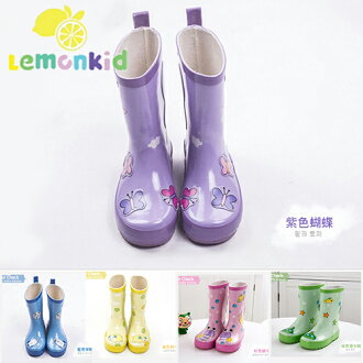 WallFree窩自在正韓蝴蝶宇宙潛水艇蝸牛綿羊卡通造型橡膠兒童雨鞋