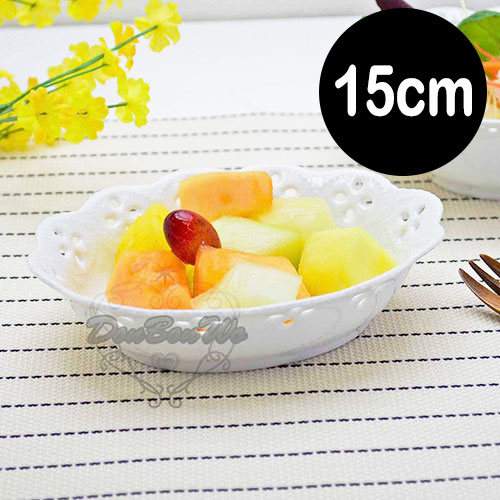 日本製花邊陶瓷餐盤水果盤15cm白可微波060204海渡
