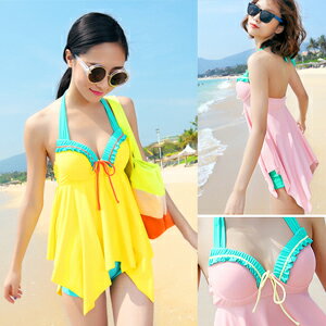 清新甜美.配色二件式泳衣(二件式泳裝.2件式泳衣.游泳衣.溫泉泡湯泳裝.泡湯泳衣.比基尼.專賣店.特賣會.推薦.哪裡買)