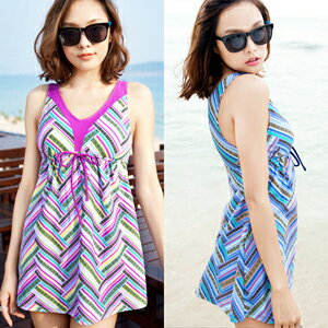 雅致條紋.加大二件式泳衣(二件式泳裝.兩件式泳衣.兩件式泳裝.游泳衣.溫泉泡湯泳裝.比基尼.專賣店.特賣會.推薦.哪裡買)E311-A14049