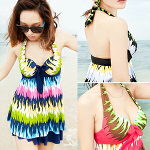 火焰印花.加大二件式泳衣(二件式泳裝.兩件式泳衣.兩件式泳裝.游泳衣.溫泉泡湯泳裝.比基尼.專賣店.特賣會.推薦.哪裡買)E311-A14056