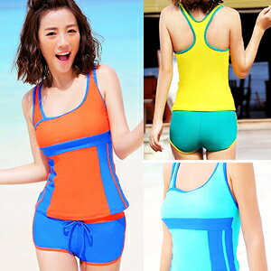 運動女孩.純色拼接加大二件式泳衣(二件式泳裝.兩件式泳衣.兩件式泳裝.游泳衣.溫泉泡湯泳裝.比基尼.專賣店.特賣會.推薦.哪裡買)E311-A15060