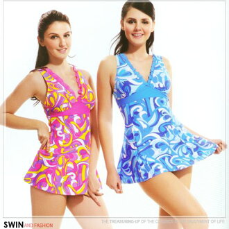 『泳裝出清』抽象美學連身泳裝.運動