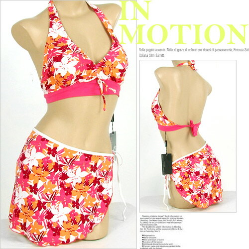 『泳裝出清』【IN MOTION】詩情花意‧繽紛三件式泳衣(運動.三件式泳裝)