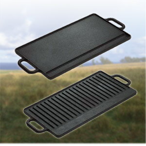 雙面雙耳立紋鑄鐵烤盤.露營用品.戶外用品.登山用品.野炊.烤肉