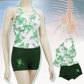 【泳裝出清】兩件式蝶影休閒女泳裝(兩件式泳裝.兩件式泳衣.二件式泳裝.二件式泳衣.泡湯泳裝.泡湯泳衣.溫泉泳裝.溫泉泳衣.特賣會.專賣店.推薦哪裡買)