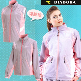 【DIADORA】淡色系‧女性刷毛裡脫袖外套(運動外套.休閒外套.透氣外套.風衣外套.刷毛外套.便宜)