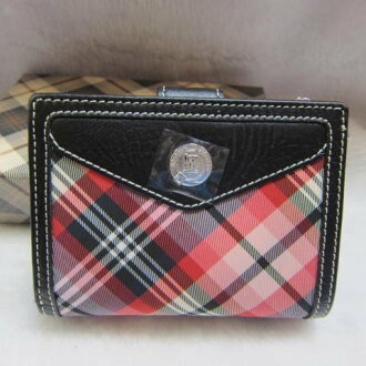 ~雪黛屋~Kinloch Anderson英國 金安德森格紋短型皮夾專利緹花布+100%牛皮暗釦式KA-31605繽紛紅
