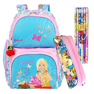 芭比Barbie 雙肩公主書包文具組(藍色)(BLA272850C)