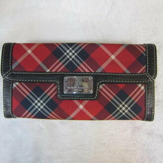 ~雪黛屋~Kinloch Anderson英國 金安德森 暗紅格紋系列專利防水緹花布 長型皮夾KA-62106 暗紅