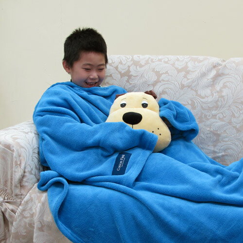 ~兒童限定版~【樂邁】超細纖維兒童創意袖毯-淡藍色(120x140cm)