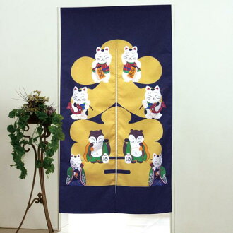 【大吉大利】招財貓日式長門簾-藍色(85x150cm)
