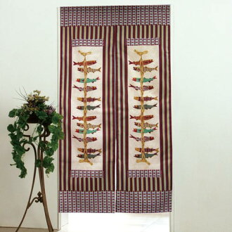 【串魚】日式印花長門簾-紅色(85x150cm)