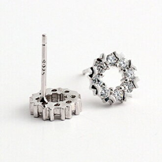 925純銀耳環 鑲鑽耳飾-精緻圓圈時尚母親節生日情人節禮物女飾品73ag298【獨家進口】【米蘭精品】 2