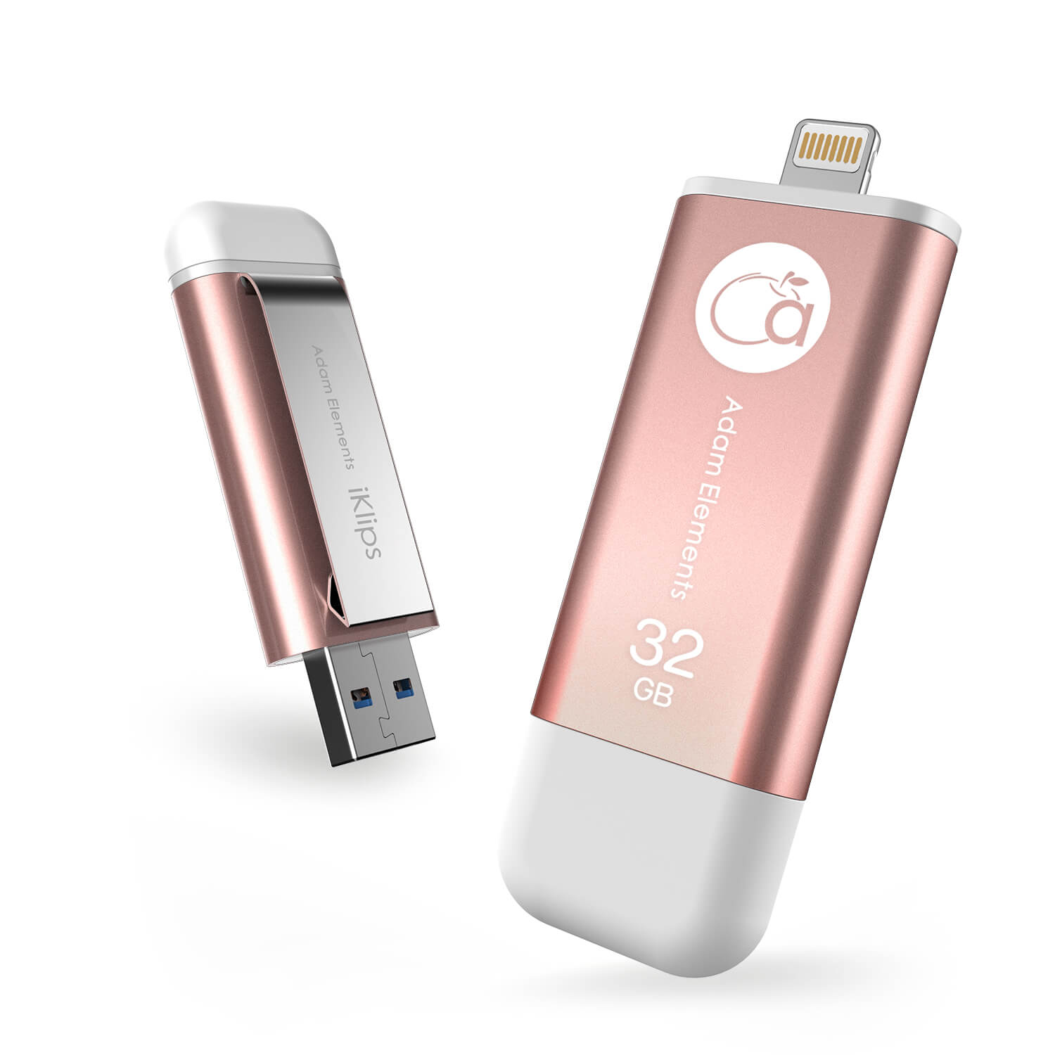 32GB【iKlips】iOS系統專用USB 3.0極速多媒體行動碟 32GB 玫瑰金 亞果元素  