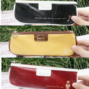 美麗大街【BFTK12E312】拼色仿PU皮筆袋