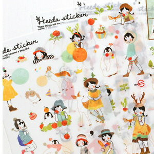 美麗大街【BF031776】可愛女孩日記貼紙(6張入)