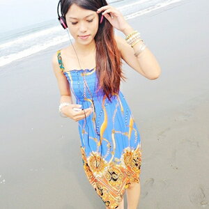 美麗大街【102072314】花紋平口抹胸背帶兩穿連身裙洋裝