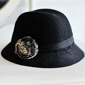 美麗大街【10311242102】英倫復古毛球羊毛呢盆帽 爵士帽子 秋冬帽子
