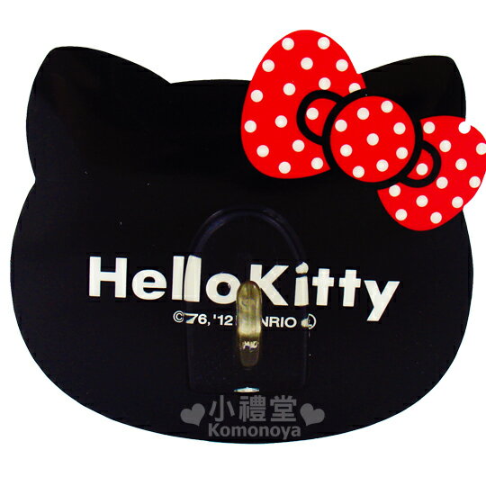 〔小禮堂〕Hello Kitty 臉形貼式掛勾《黑》耐水性佳可重複使用