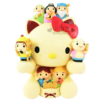 〔小禮堂〕Hello Kitty 仿木開運存錢筒《七福神》金銀財寶滾滾來